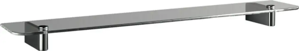 Glasablage von Ideal Standard mit zwei haltenden Klemmen aus Chrom, geeignet zur Wandmontage. Klare, schlichte Form ohne zusätzliche Designelemente.